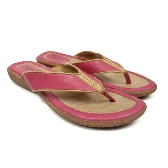 boc Born Concept Women's Pink Faux Leather Thong Sandals Flip Flops Size 7 - Picture 1 of 10